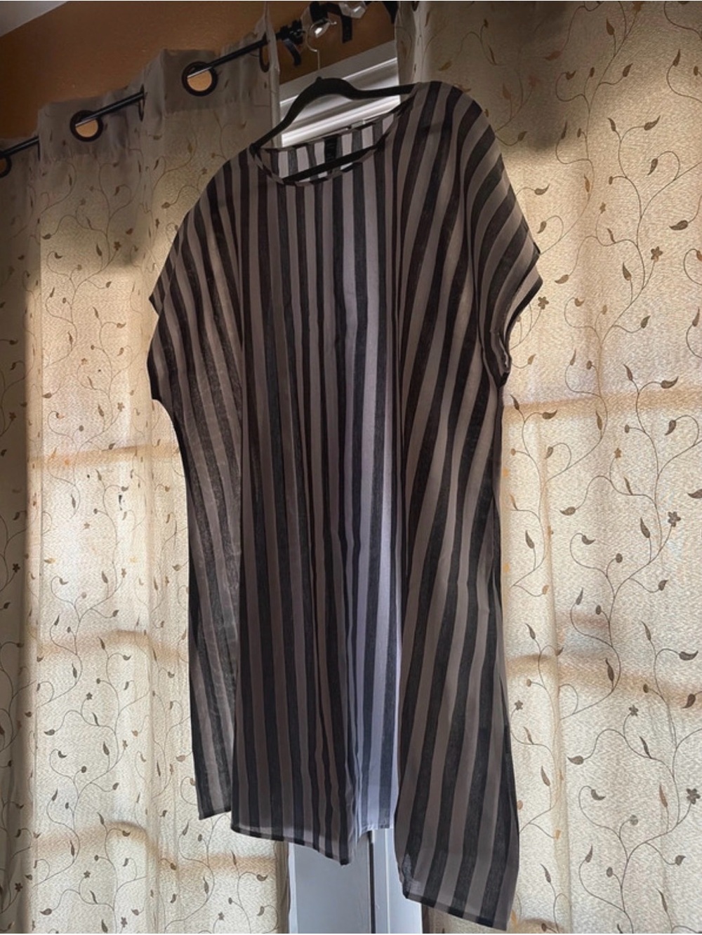 Women’s Asymmetrical Striped Dress in Black and Gray